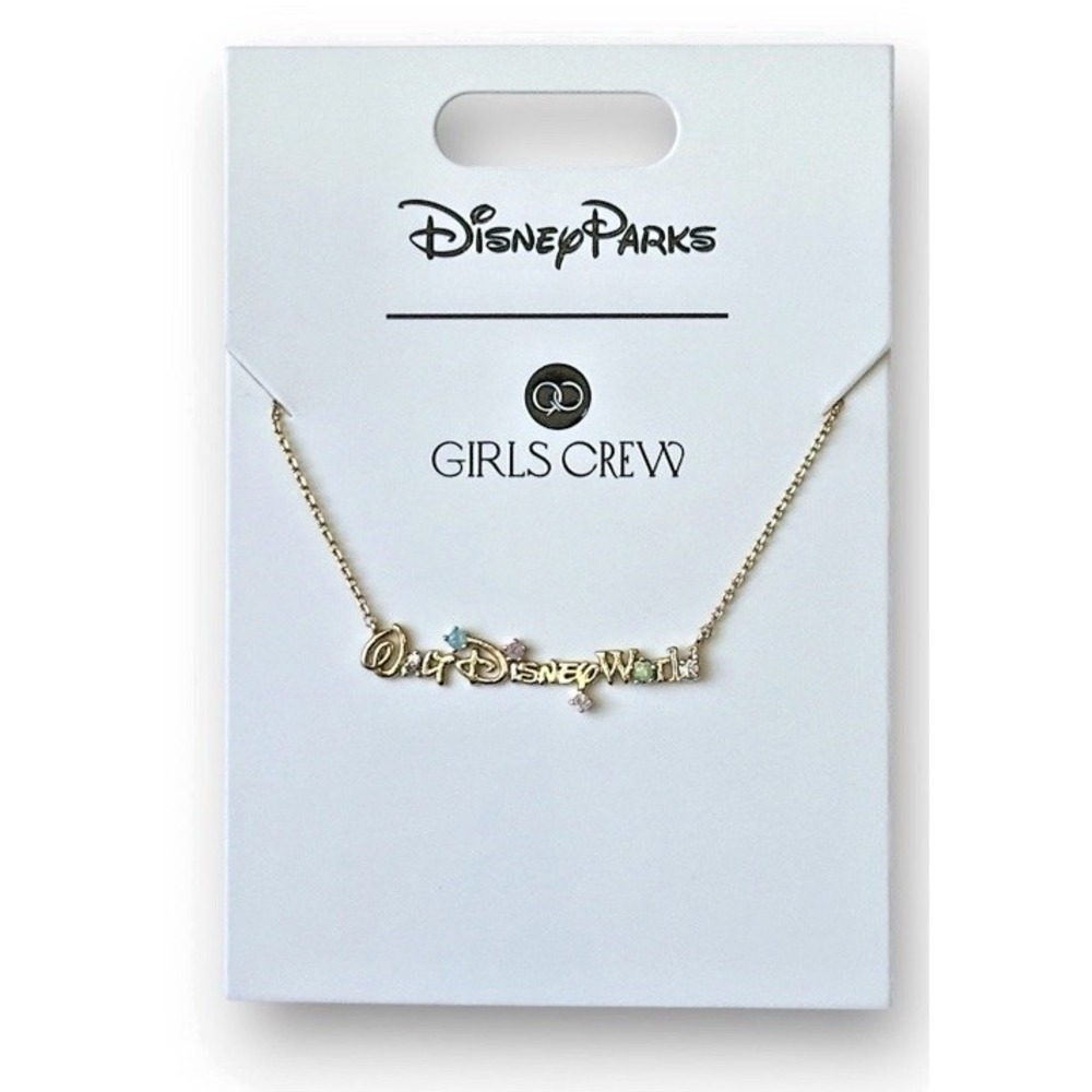 Disney Parks 2026 Girls Crew Walt Disney World Necklace Script Logo Rhinestone